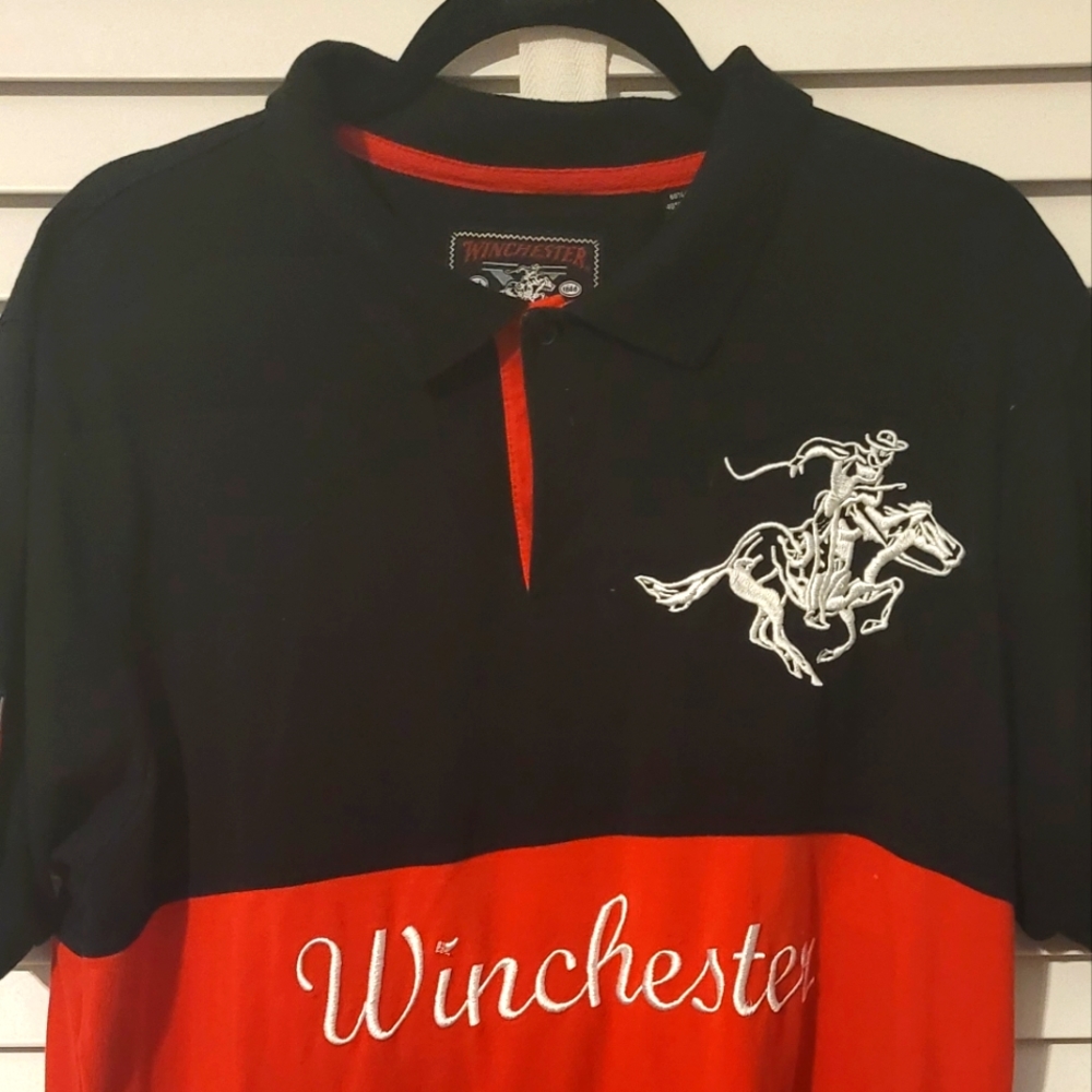 Vintage 2XL blue and red Winchester Polo T-Shirt